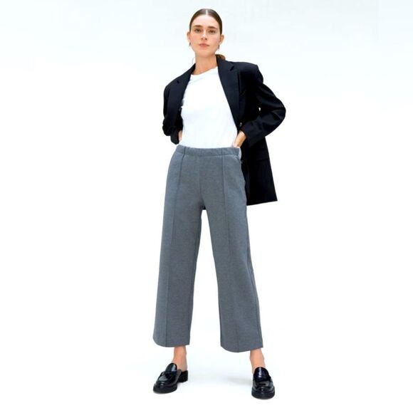 Everlane NWOT Heather Gray High Rise Wide Leg Everyday Minimalist Neutral Pants - Picture 1 of 9